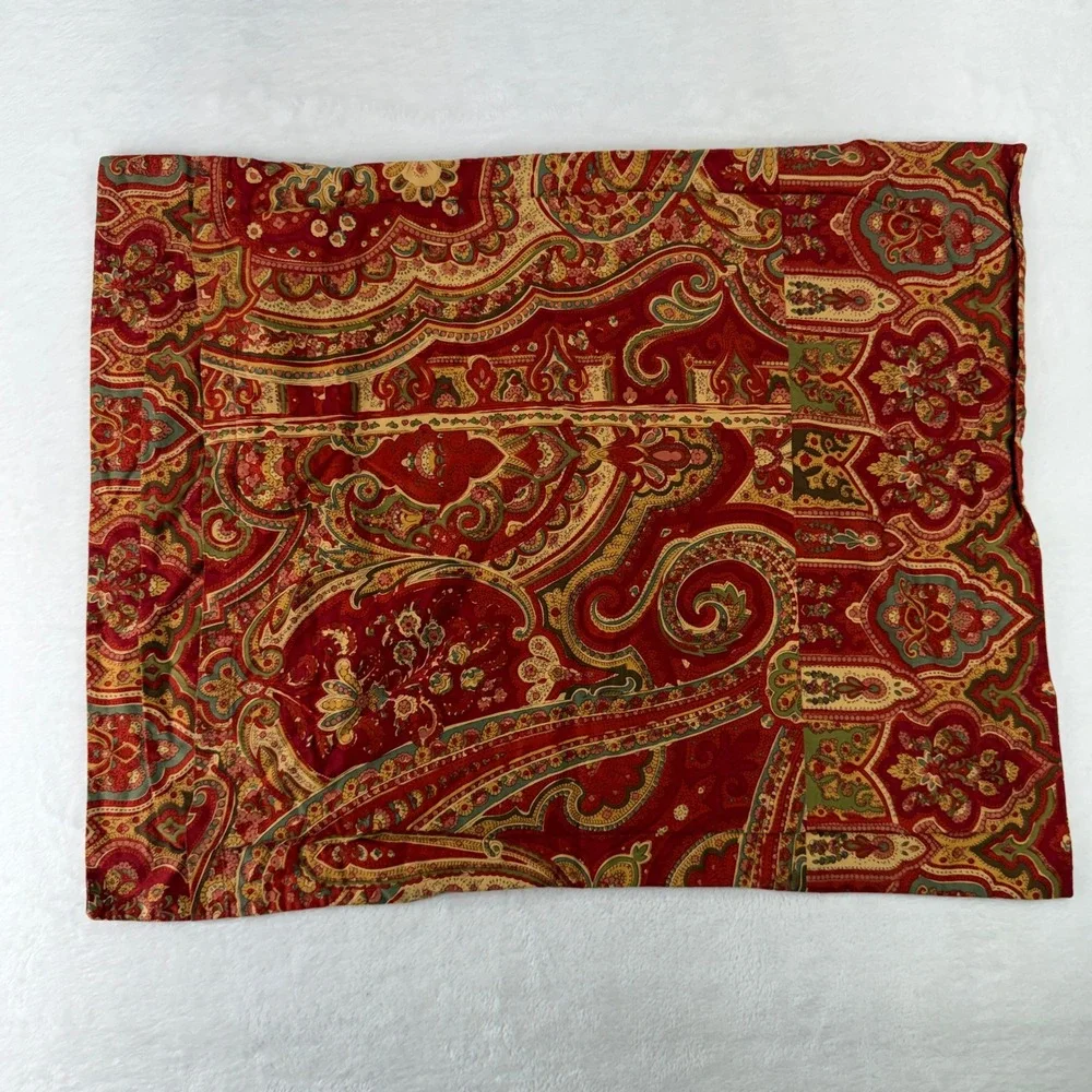 Pottery Barn Alice Paisley Standard Pillow Sham Cotton Envelope Closure Red